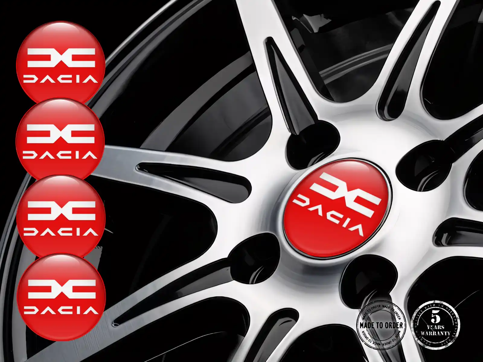 Dacia Domed Sticker Design High-Quality Wheel Emblems